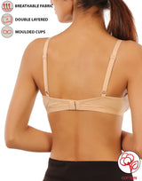 Double layer non-wired bra with high center panel – skin tone