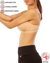 Double layer non-wired bra with high center panel – skin tone