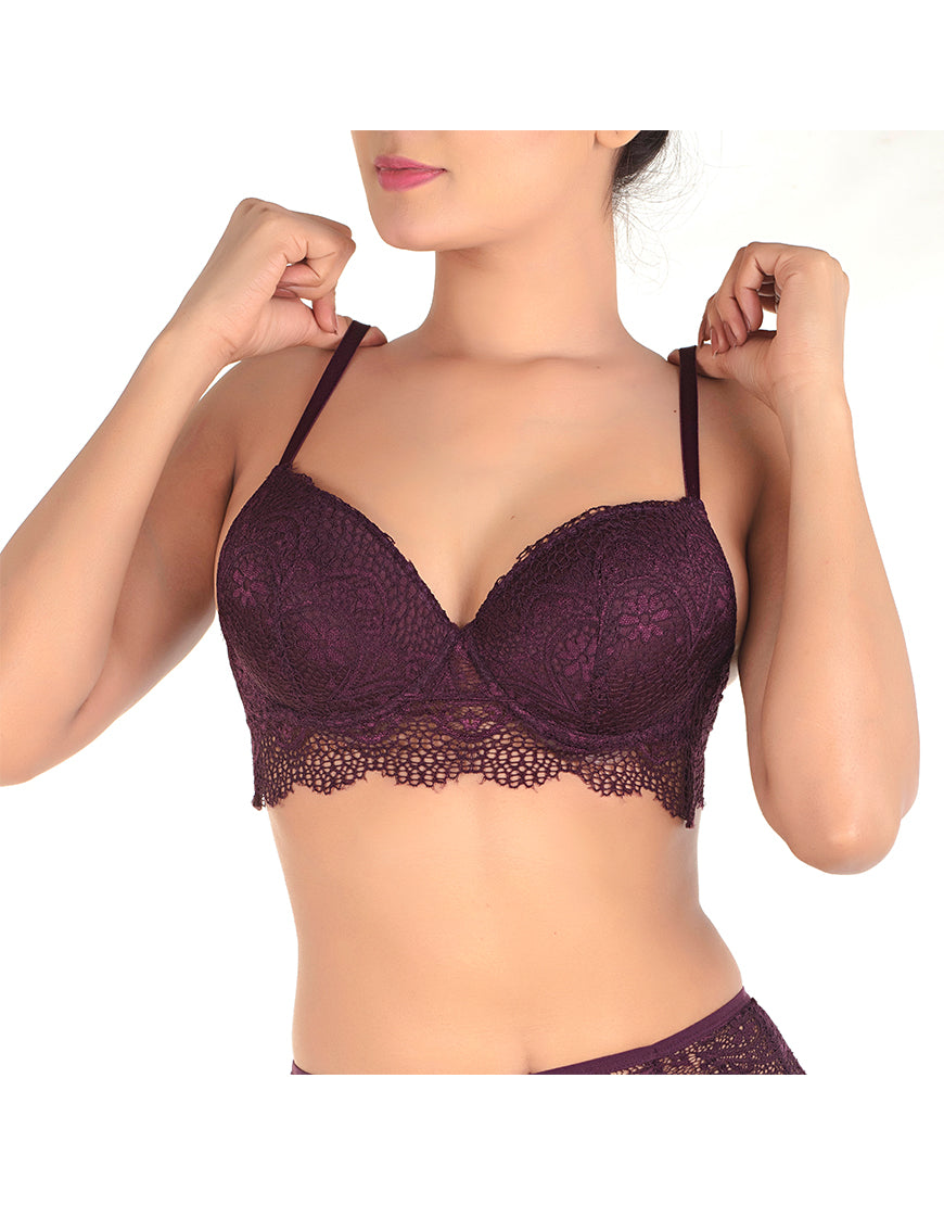 Lace push-up bra set with suspender belt – Fig