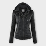Modern Leather Jacket with Hood and Timeless Design