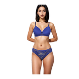 Butterfly Back Bra with Lace Panty SET – Blue Depths