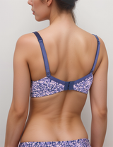 Double-layered cotton full-coverage wireless bra with diamond geometry print – Purple