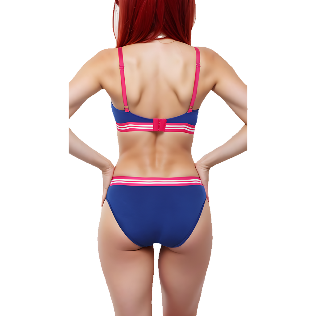 Lightly padded non-wire T-shirt bra with matching panty – Blue