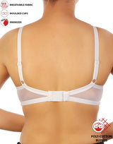 Full Coverage Bra, Super Support, Seamless Molded Cups, Minimizer – White