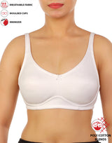 Full Coverage Bra, Super Support, Seamless Molded Cups, Minimizer – White
