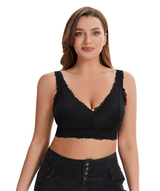 Losha Curvy Doppellagiges Bralette aus durchgehender Spitze – Schwarz