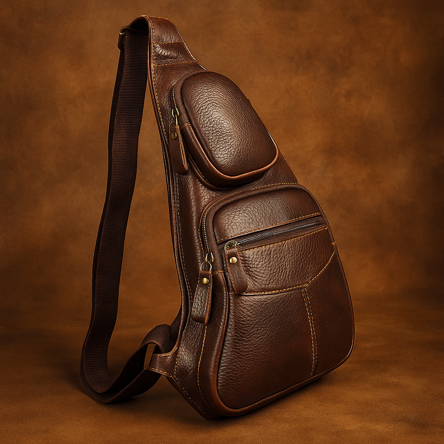 Adjustable Vintage Leather Sling Bag | Vance