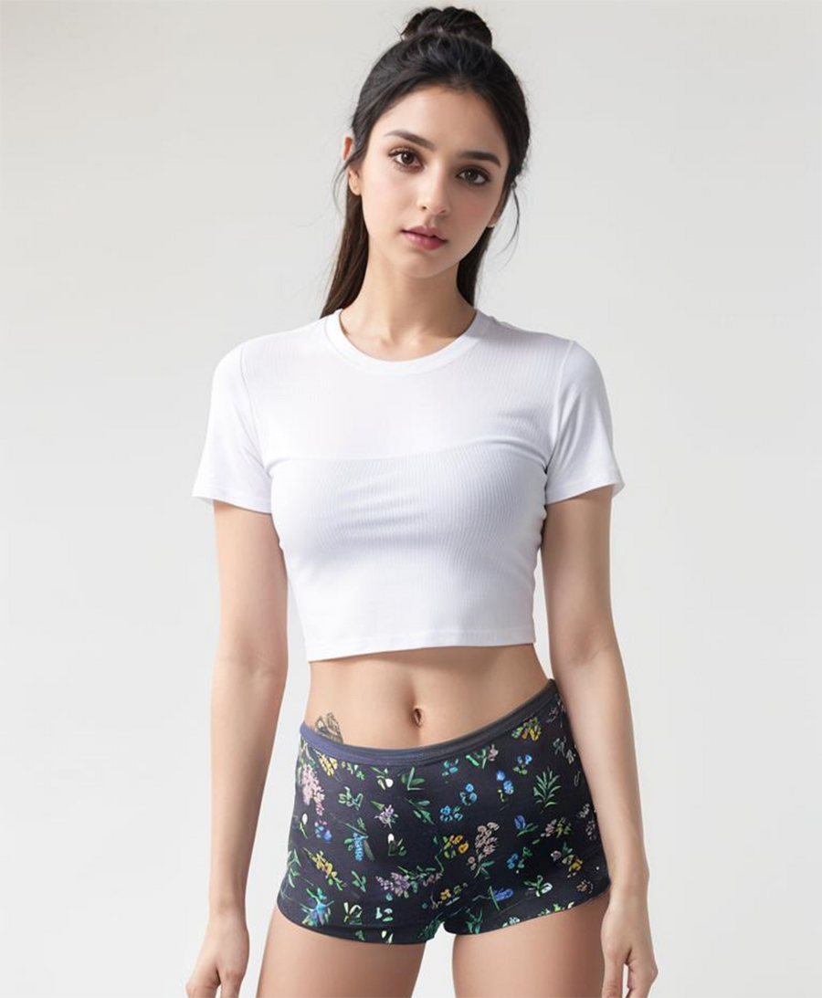 SUPER WEICHE BOYSHORTS BAUMWOLL-SLIP - BLUMENMUSTER