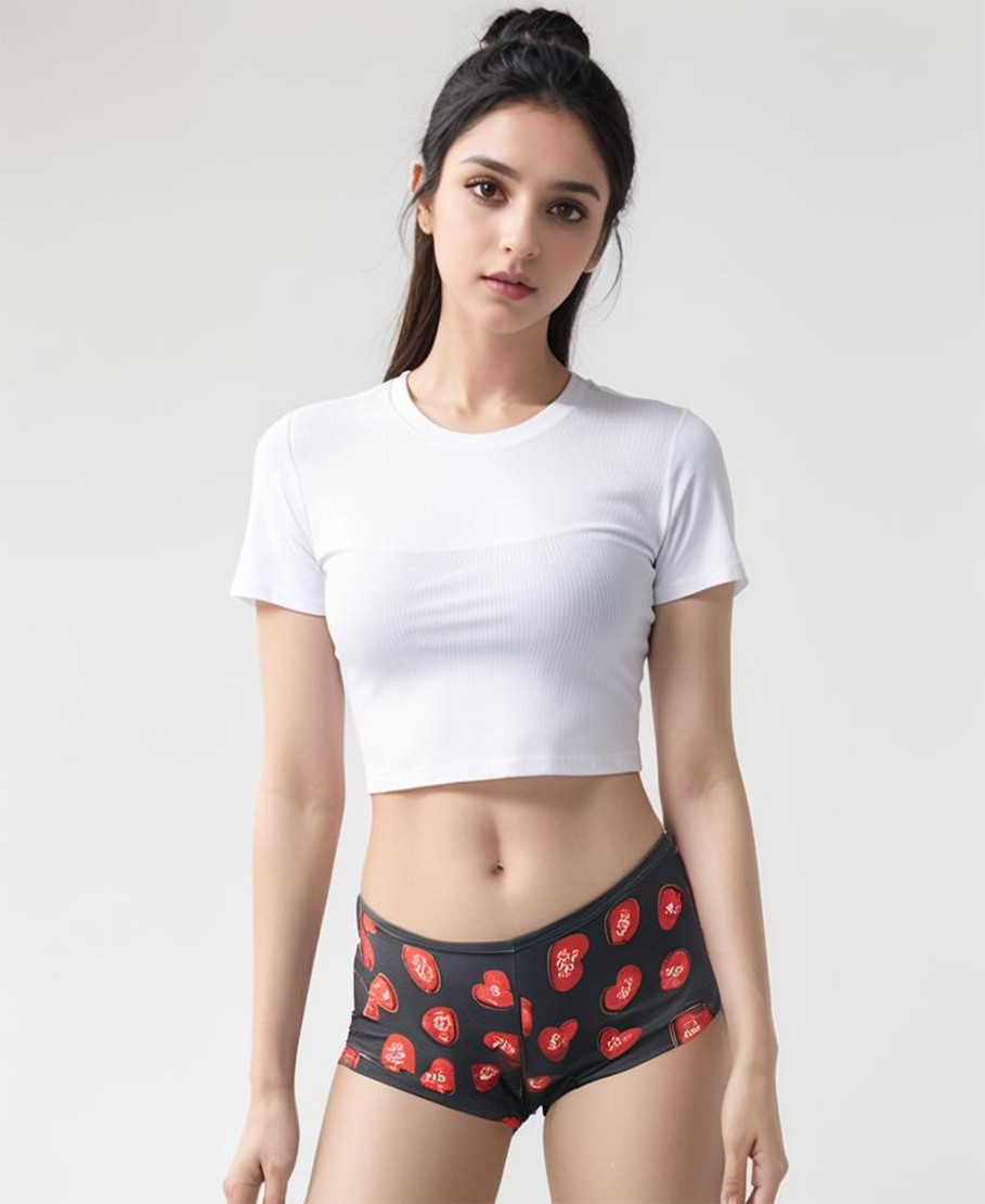 SUPER SOFT BOYSHORTS COTTON PANTIES - RED HEARTS