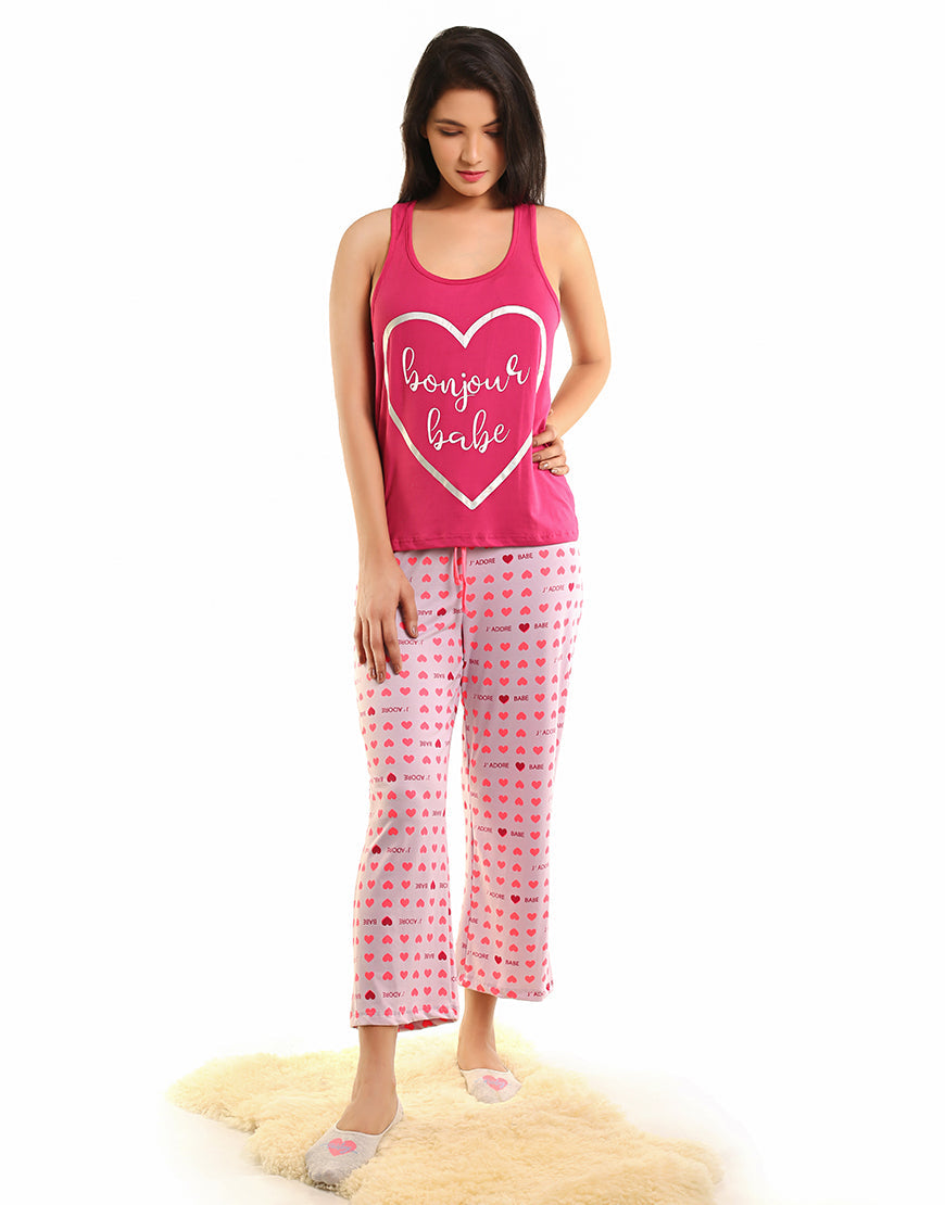 Bonjour Tank Top and Capri Set – Vivacious/Purple