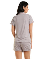 Tahari Button-Front Shirt and Shorts Set – Grey Minis