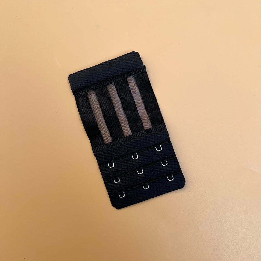 Three Hooks, Three Rows, Stretchy Elastic Bra Extender – Black