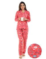 Siesta Peach Print Shirt and Pyjama Set – Pink