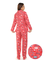Siesta Peach Print Shirt and Pyjama Set – Pink