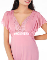 Two-piece lace collar nightdress – Baby Pink