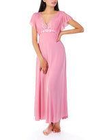 Two-piece lace collar nightdress – Baby Pink