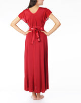 Losha Two-Piece Nightdress with Lace Collar – Maroon