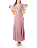 Losha Two-Piece Nightdress with Lace Collar – Beige