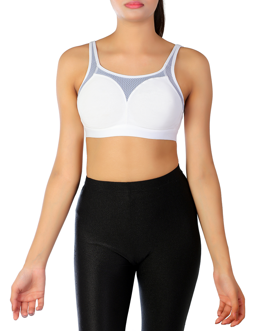 Losha Cotton Double Layer Medium to High Support Bra – White