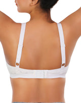 Wireless Super Support Cotton Bra with Lace Accented Cups – White