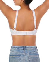 Wireless Super Support Cotton Bra with Lace Accented Cups – White