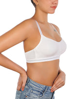 Double-layered cotton wireless bra with glitter elastic waistband – White