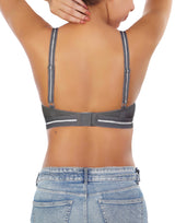 Doppellagiger Baumwoll-BH ohne Bügel mit Glitzer-Elastikbund – Grau