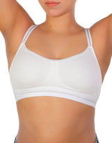 Double-layered cotton wireless bra with glitter elastic waistband – White