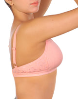 Bügelloser Super Support Baumwoll-BH mit Spitzenakzent – Pink