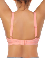Bügelloser Super Support Baumwoll-BH mit Spitzenakzent – Pink