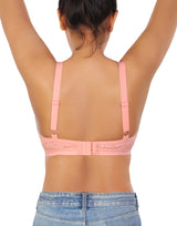 Bügelloser Super Support Baumwoll-BH mit Spitzenakzent – Pink