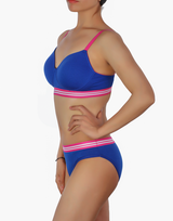 Lightly padded non-wire T-shirt bra with matching panty – Blue