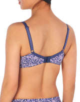 Double-layered cotton full-coverage wireless bra with diamond geometry print – Purple