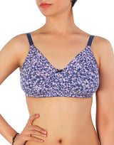Double-layered cotton full-coverage wireless bra with diamond geometry print – Purple