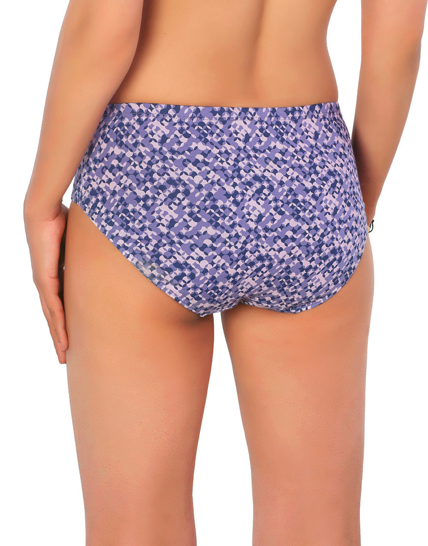 COTTON BIKINI BRIEF WITH DIAMOND GEOMETRIC PATTERN - PURPLE 