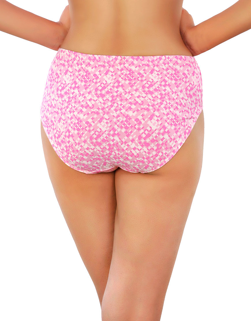 COTTON BIKINI BRIEF WITH DIAMOND GEOMETRIC PATTERN - PINK 