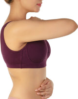 Double-layered modal bra for home, pregnancy, and sleep – wine red