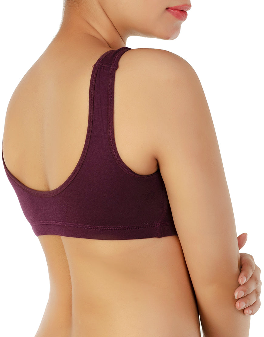 Double-layered modal bra for home, pregnancy, and sleep – wine red