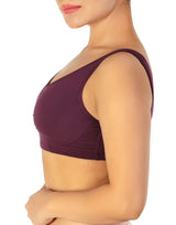 Double-layered modal bra for home, pregnancy, and sleep – wine red