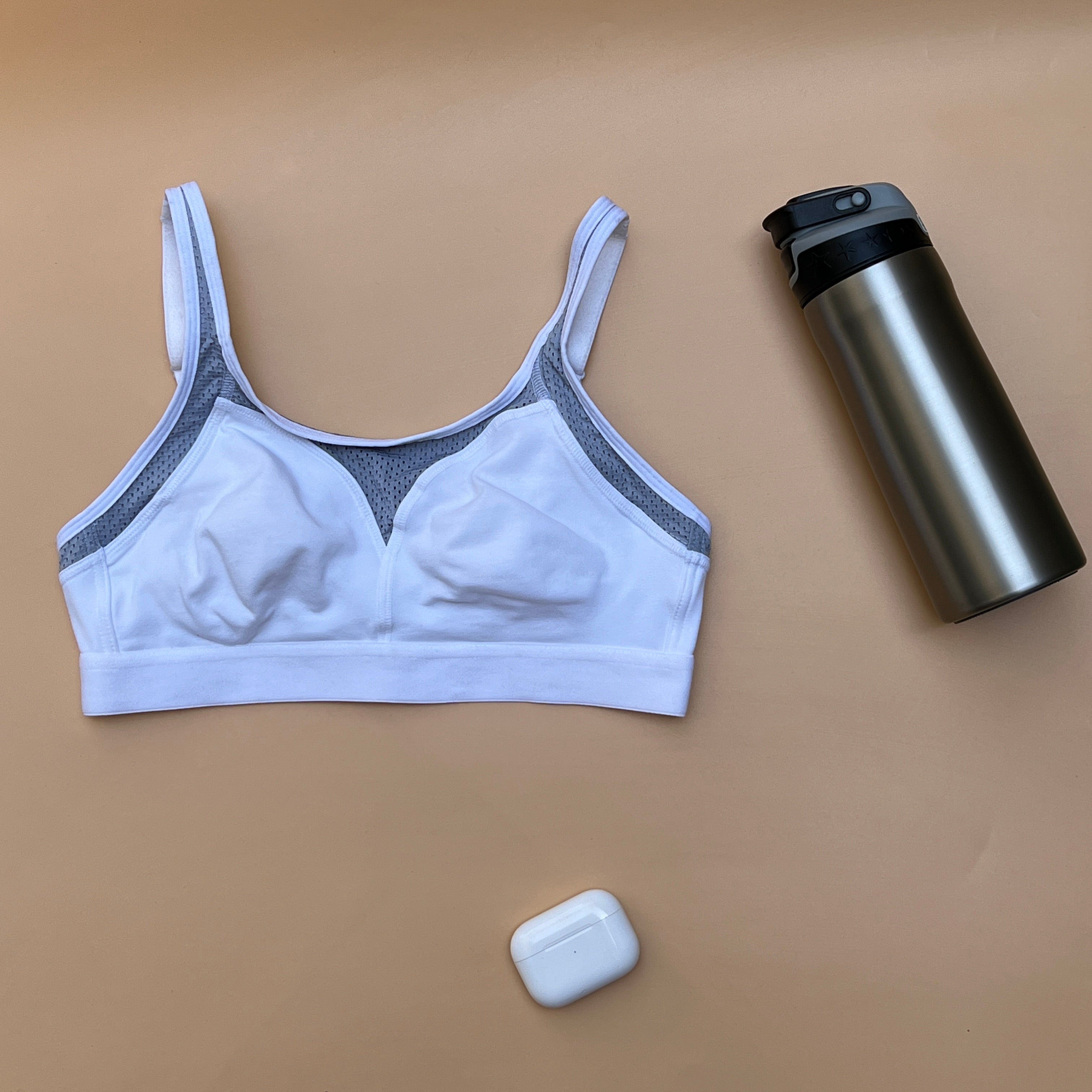Losha Cotton Double Layer Medium to High Support Bra – White