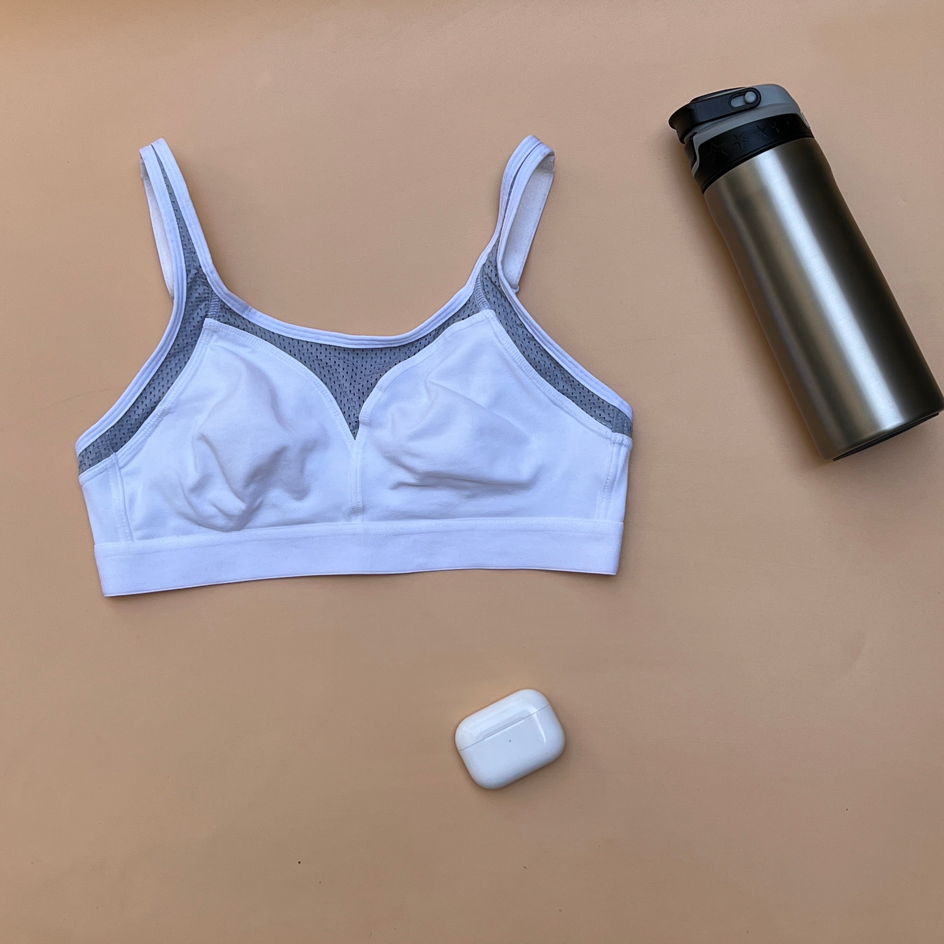 Losha Cotton Double Layer Medium to High Support Bra – White
