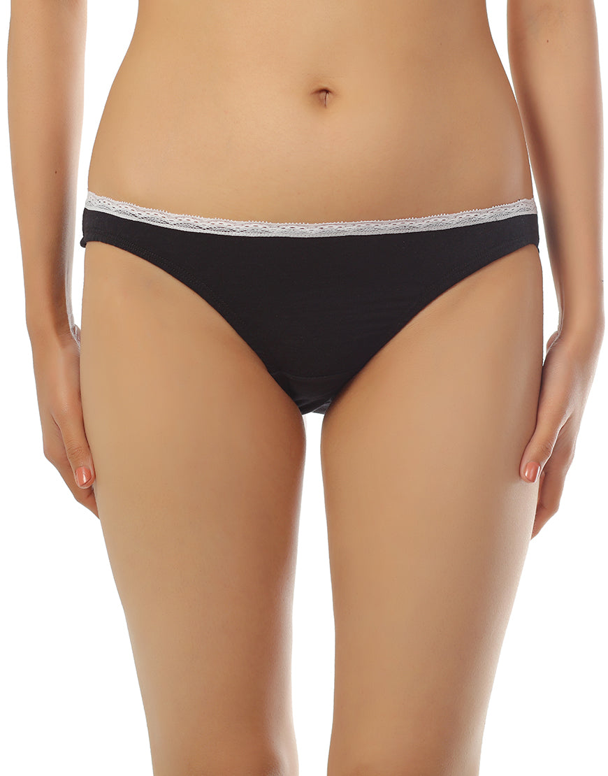 COTTON HUGGED FIT BIKINI BRIEF - BLACK