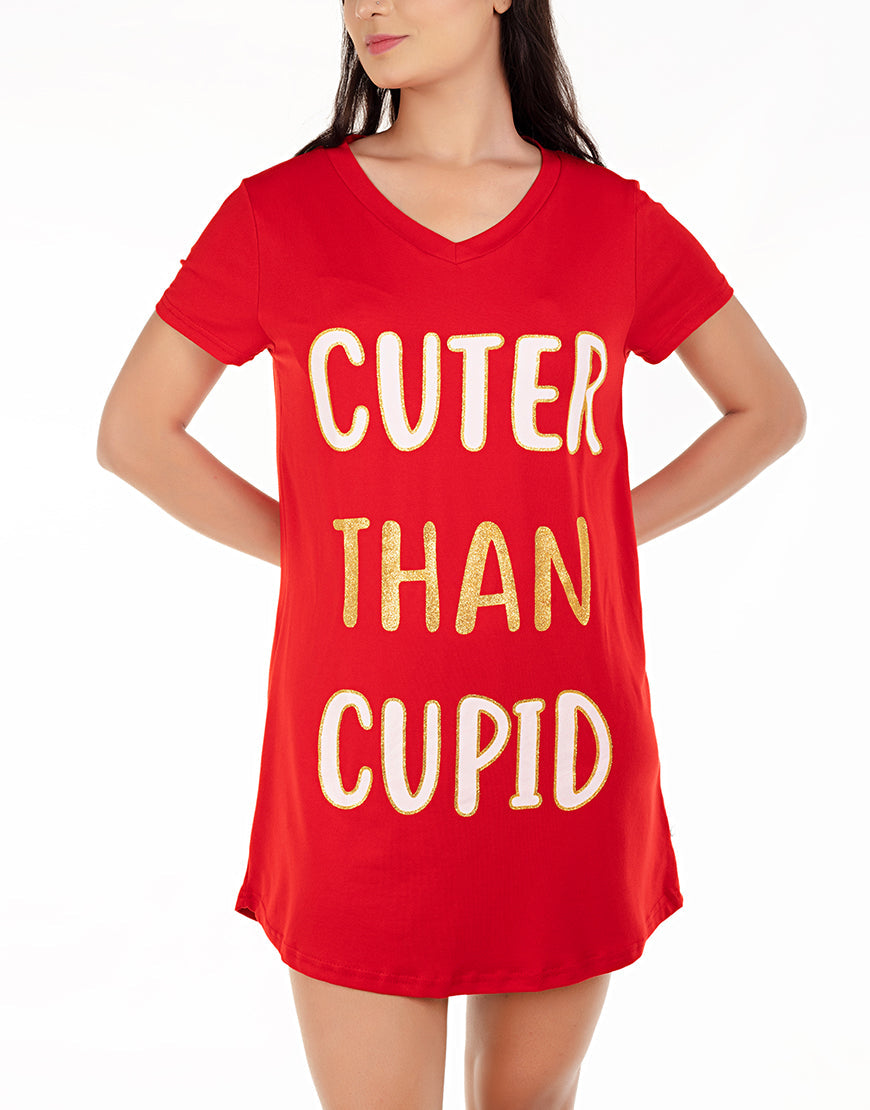 Cuter Than Cupid Schlafshirt – Rot