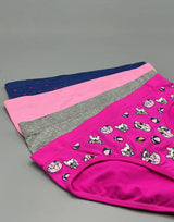 TEENS PACK MIT 4 NAHTLOSEN EINFARBIGEN & PRINT HIPSTER-SLIPS - PINK GLOW