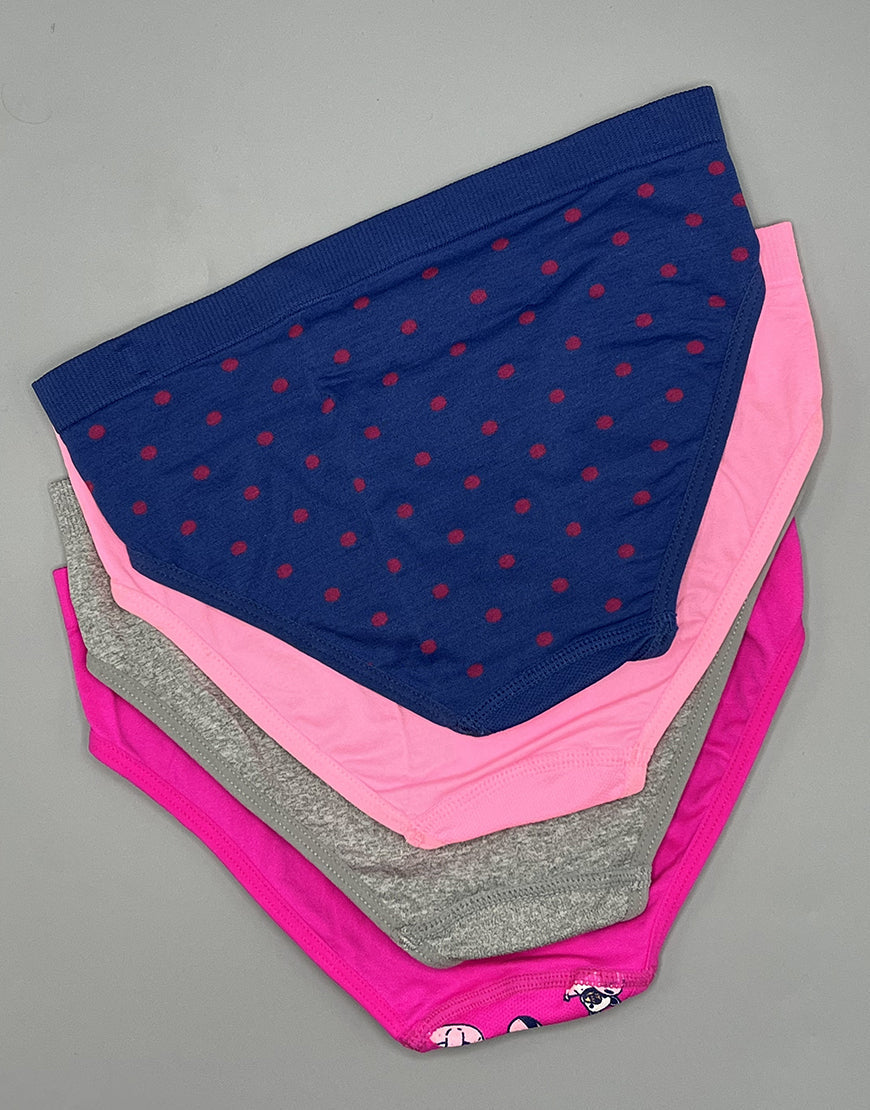 TEENS PACK OF 4 SEAMLESS SOLID &amp; PRINTED HIPSTER BRIEFS - PINK GLOW