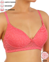 Leicht gepolsterter, bügelloser BH mit 3/4-Abdeckung und Spitzenmuster – Pink Lemonade