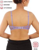 Leicht gepolsterter, bügelloser BH mit 3/4-Abdeckung und Spitzenmuster – Violette Tulpe