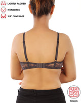 Leicht gepolsterter, bügelloser BH mit 3/4-Abdeckung und Spitzenmuster – Forgged Iron
