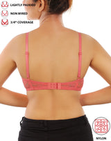 Leicht gepolsterter, bügelloser BH mit 3/4-Abdeckung und Spitzenmuster – Pink Lemonade