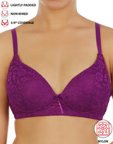 Lightly padded, wireless 3/4 coverage lace bra – Grape Juice